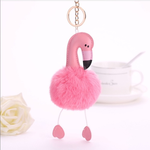 🌷Rose Gold Puffy Pink Flamingo Keychain‼️FINAL SALE - Picture 1 of 6